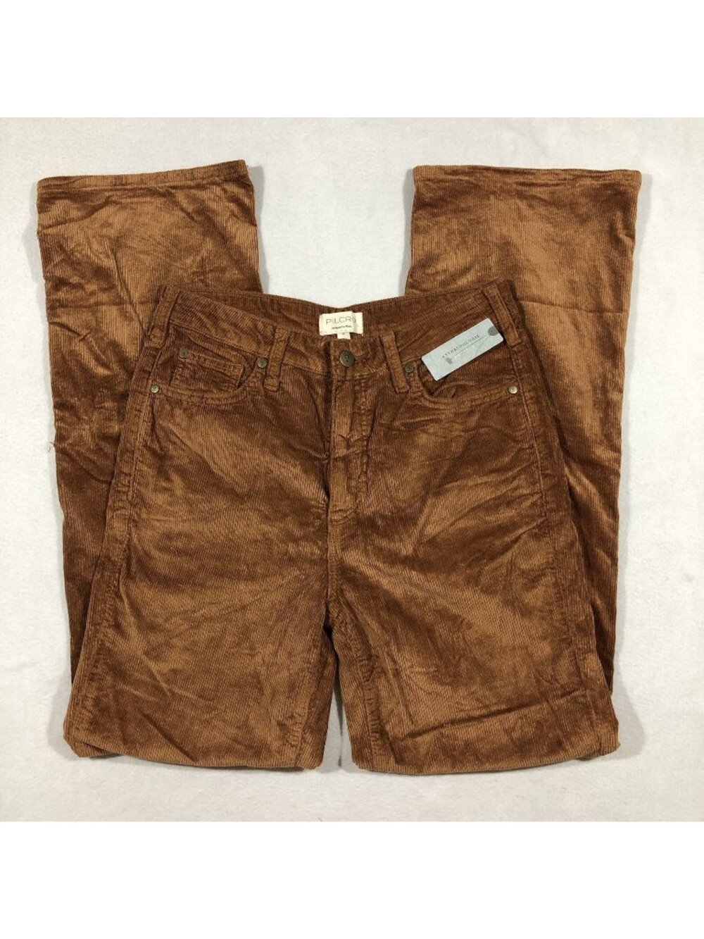 NEW Anthropologie Pilcro Womens 27 Petite Brown High Waist Corduroy Pants $148